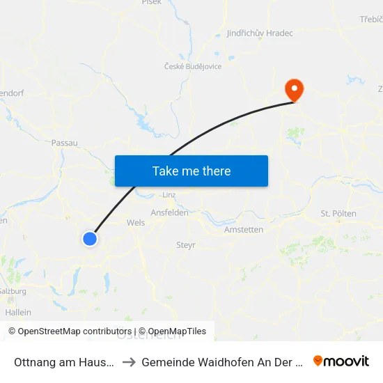 Ottnang am Hausruck to Gemeinde Waidhofen An Der Thaya map