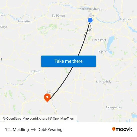 12., Meidling to Dobl-Zwaring map