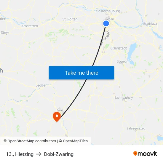 13., Hietzing to Dobl-Zwaring map