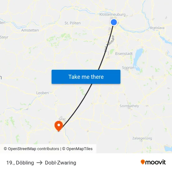 19., Döbling to Dobl-Zwaring map