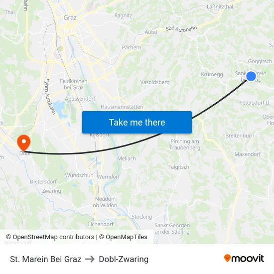 St. Marein Bei Graz to Dobl-Zwaring map