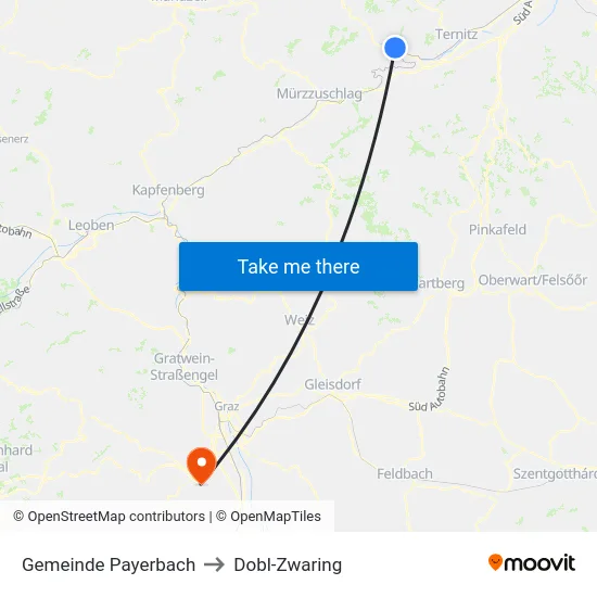 Gemeinde Payerbach to Dobl-Zwaring map