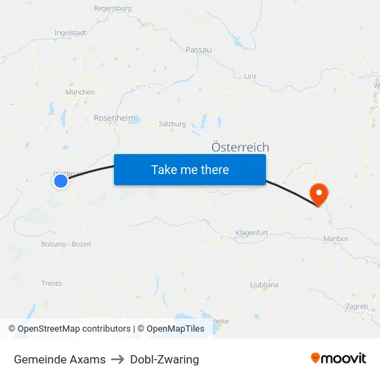 Gemeinde Axams to Dobl-Zwaring map
