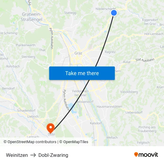 Weinitzen to Dobl-Zwaring map