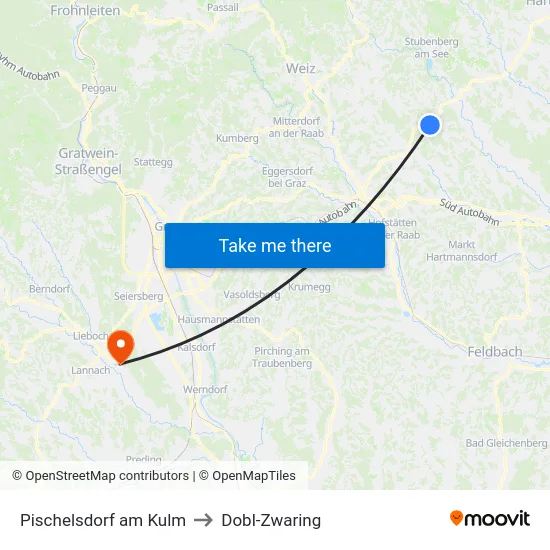 Pischelsdorf am Kulm to Dobl-Zwaring map