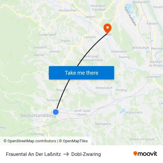 Frauental An Der Laßnitz to Dobl-Zwaring map
