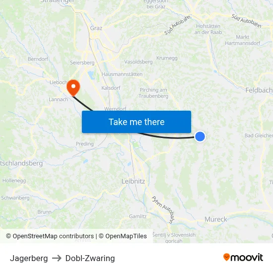 Jagerberg to Dobl-Zwaring map