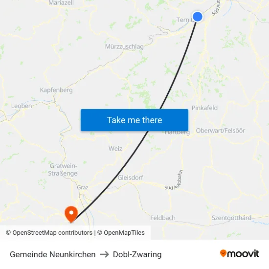 Gemeinde Neunkirchen to Dobl-Zwaring map