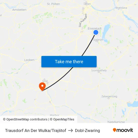 Trausdorf An Der Wulka/Trajštof to Dobl-Zwaring map