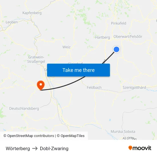 Wörterberg to Dobl-Zwaring map