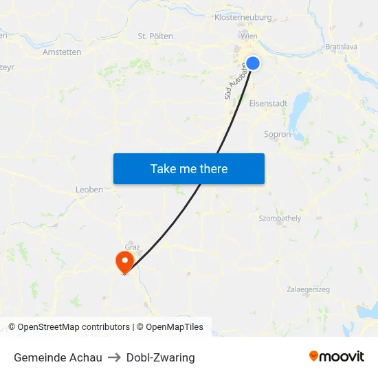 Gemeinde Achau to Dobl-Zwaring map