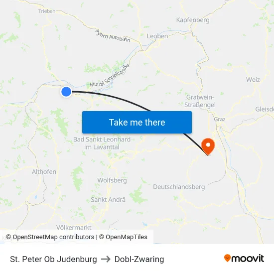 St. Peter Ob Judenburg to Dobl-Zwaring map