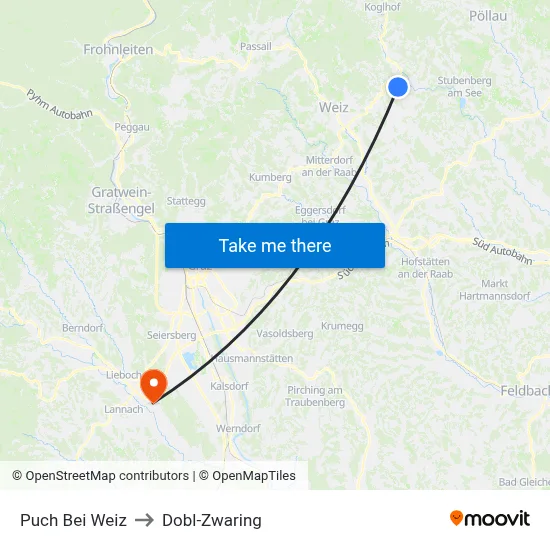 Puch Bei Weiz to Dobl-Zwaring map