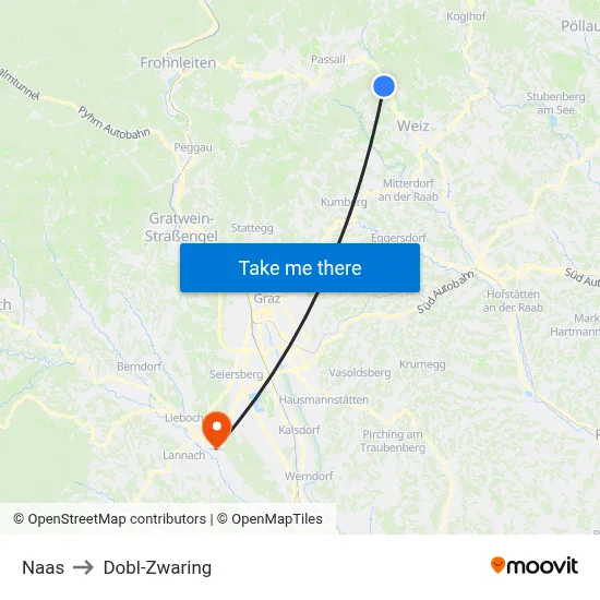 Naas to Dobl-Zwaring map