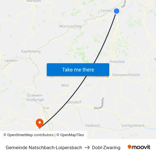 Gemeinde Natschbach-Loipersbach to Dobl-Zwaring map
