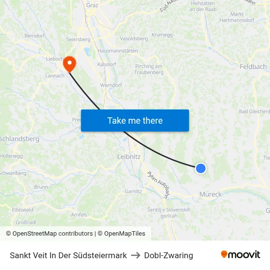 Sankt Veit In Der Südsteiermark to Dobl-Zwaring map
