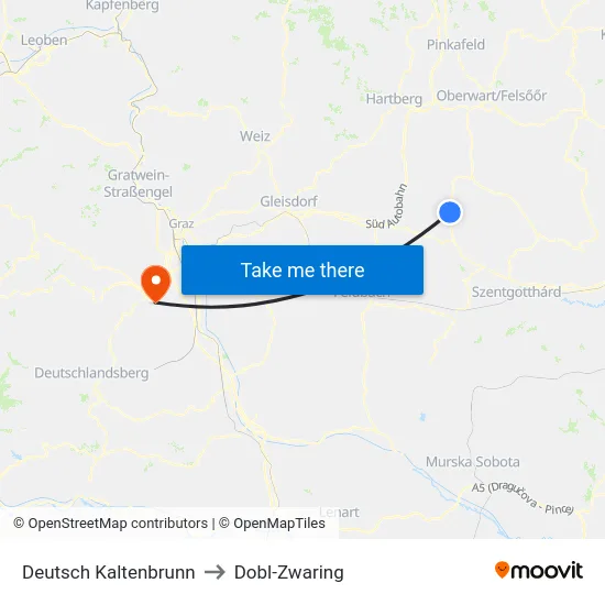 Deutsch Kaltenbrunn to Dobl-Zwaring map