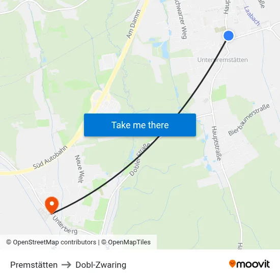 Premstätten to Dobl-Zwaring map