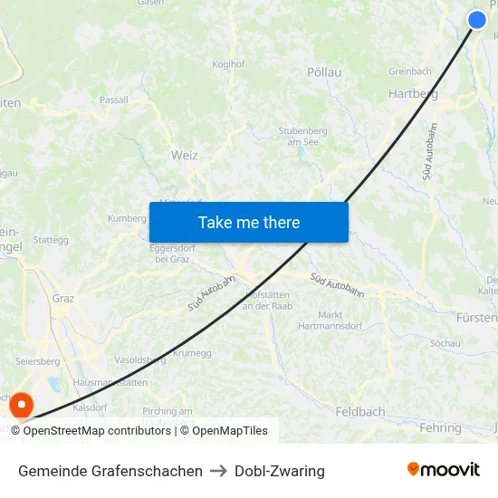 Gemeinde Grafenschachen to Dobl-Zwaring map