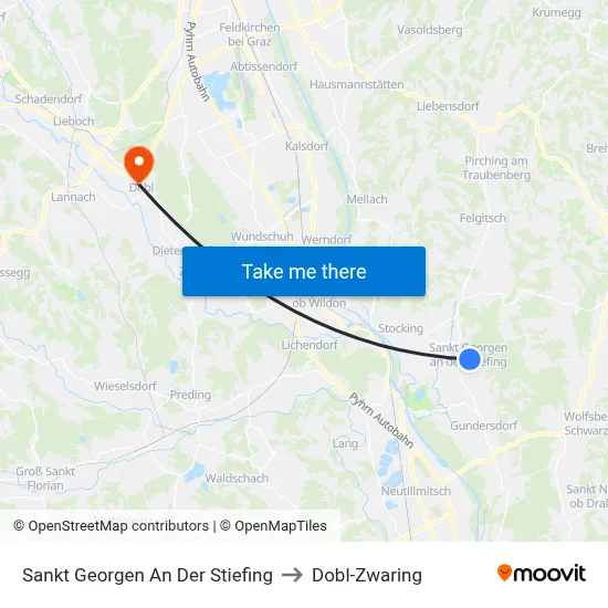 Sankt Georgen An Der Stiefing to Dobl-Zwaring map