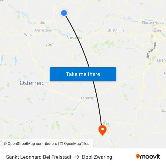 Sankt Leonhard Bei Freistadt to Dobl-Zwaring map