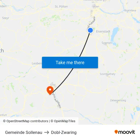 Gemeinde Sollenau to Dobl-Zwaring map