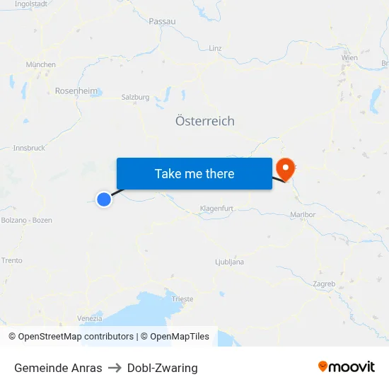 Gemeinde Anras to Dobl-Zwaring map