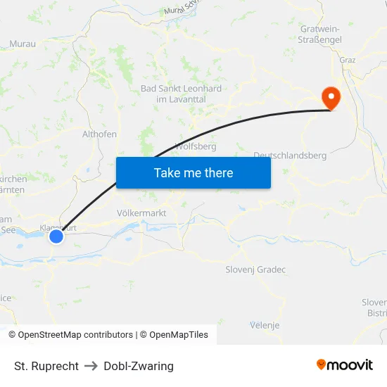 St. Ruprecht to Dobl-Zwaring map