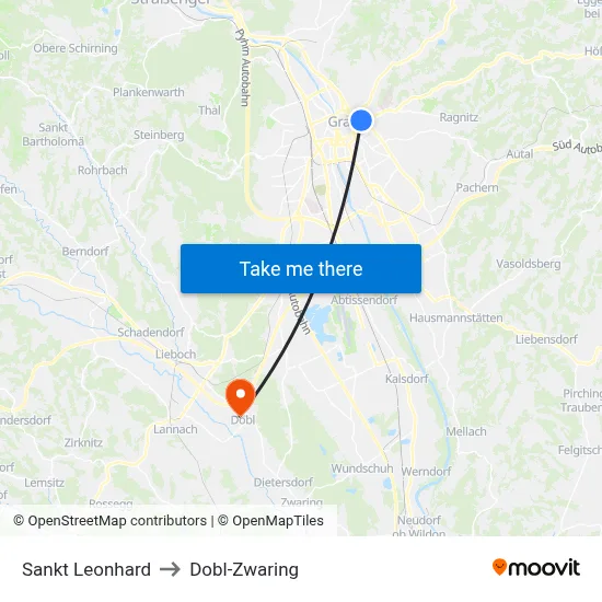 Sankt Leonhard to Dobl-Zwaring map