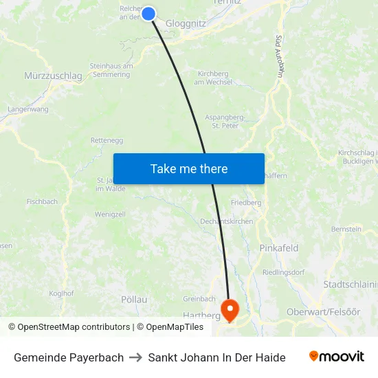 Gemeinde Payerbach to Sankt Johann In Der Haide map