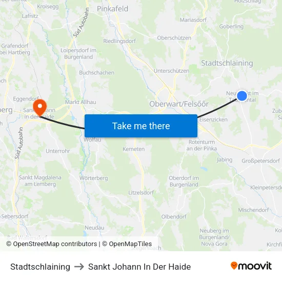 Stadtschlaining to Sankt Johann In Der Haide map