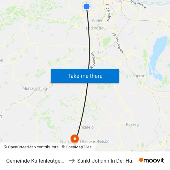 Gemeinde Kaltenleutgeben to Sankt Johann In Der Haide map