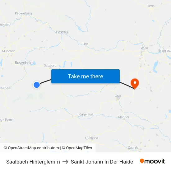 Saalbach-Hinterglemm to Sankt Johann In Der Haide map