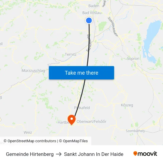 Gemeinde Hirtenberg to Sankt Johann In Der Haide map