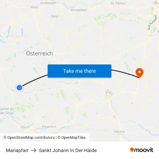 Mariapfarr to Sankt Johann In Der Haide map