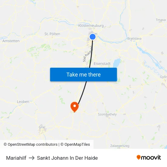 Mariahilf to Sankt Johann In Der Haide map