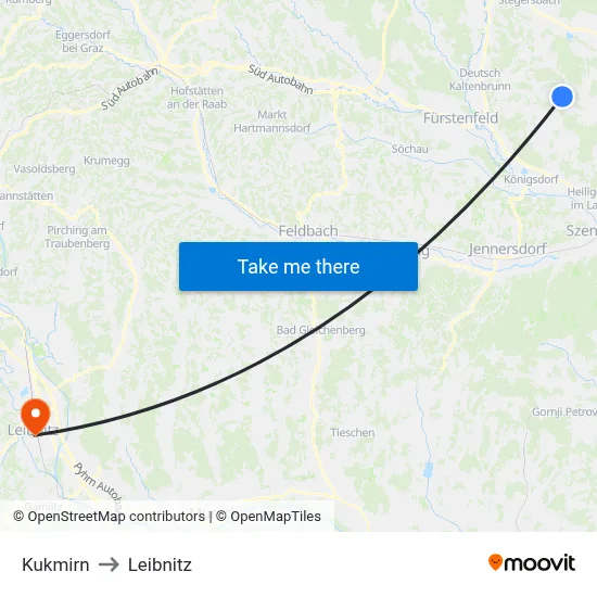 Kukmirn to Leibnitz map