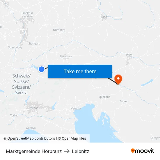 Marktgemeinde Hörbranz to Leibnitz map