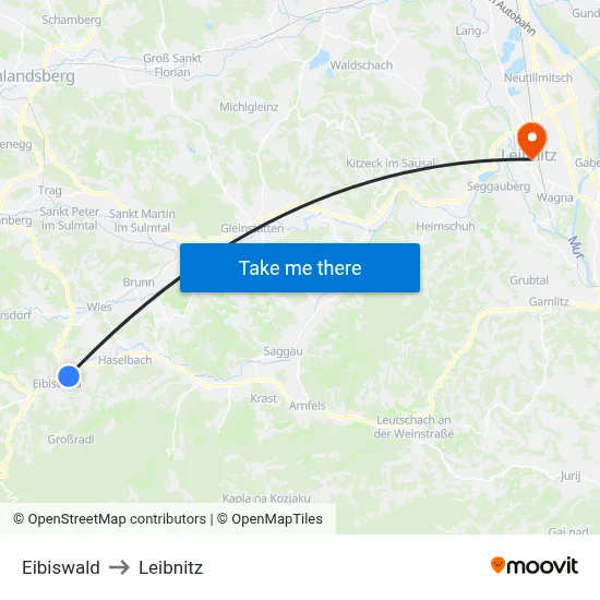 Eibiswald to Leibnitz map
