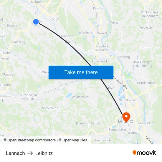 Lannach to Leibnitz map