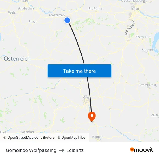 Gemeinde Wolfpassing to Leibnitz map