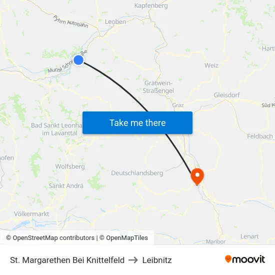 St. Margarethen Bei Knittelfeld to Leibnitz map