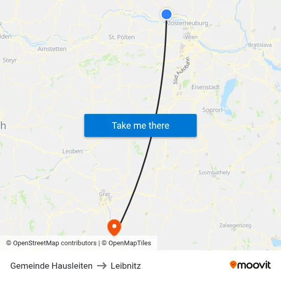 Gemeinde Hausleiten to Leibnitz map