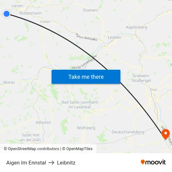 Aigen Im Ennstal to Leibnitz map
