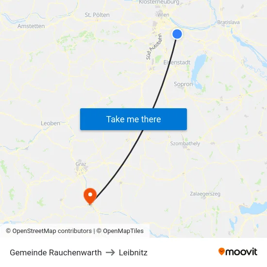 Gemeinde Rauchenwarth to Leibnitz map
