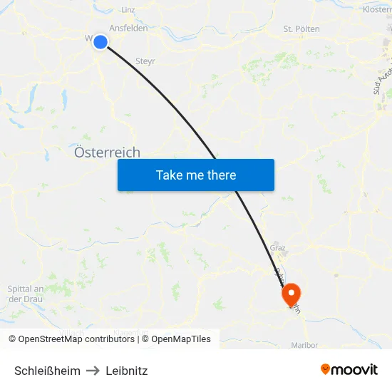 Schleißheim to Leibnitz map