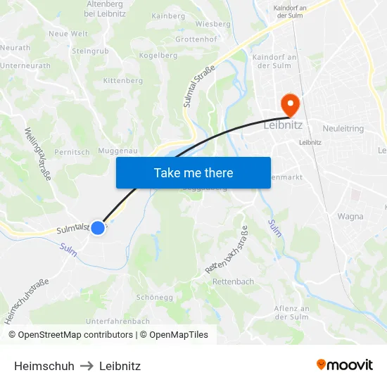 Heimschuh to Leibnitz map