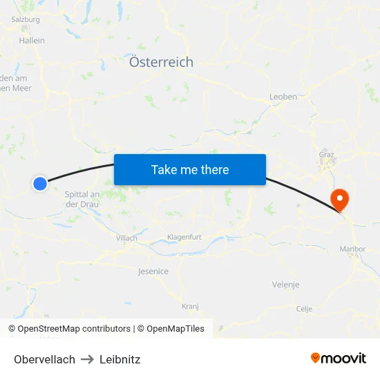 Obervellach to Leibnitz map