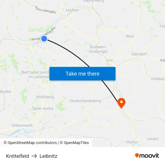 Knittelfeld to Leibnitz map