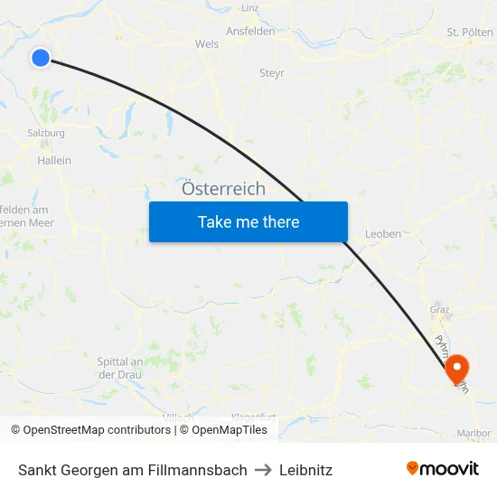 Sankt Georgen am Fillmannsbach to Leibnitz map